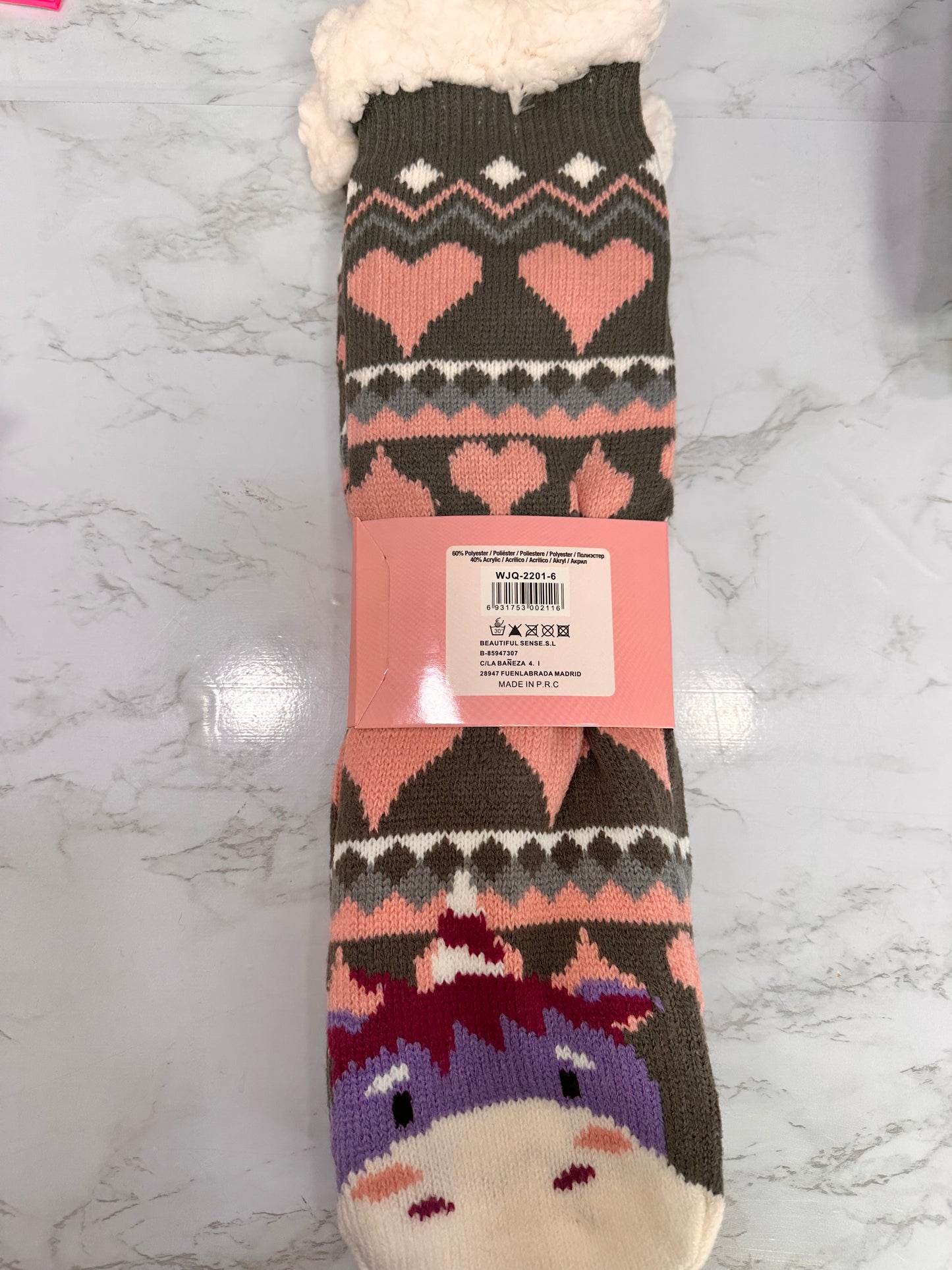 Calcetín borreguito corazón