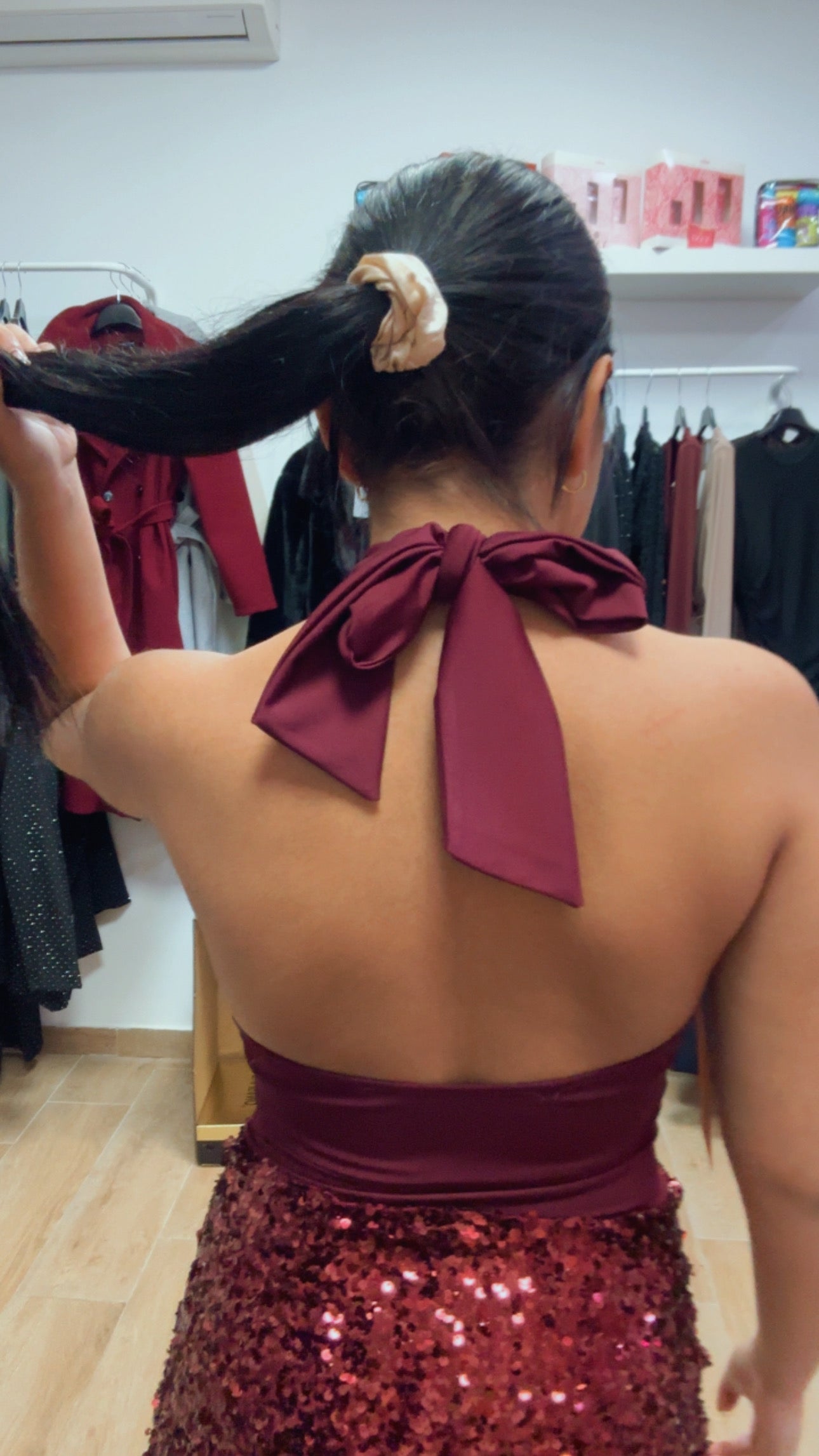 Vestido falda brillo