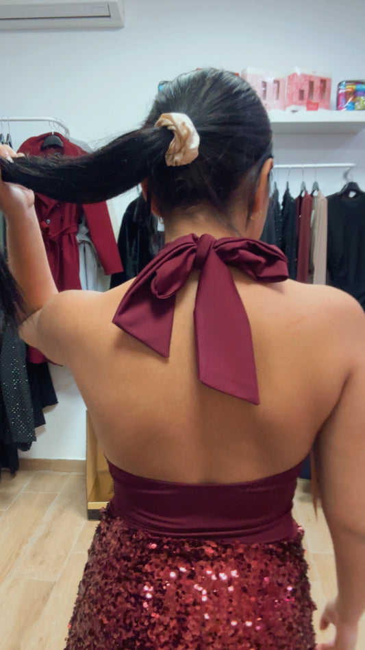 Vestido falda brillo