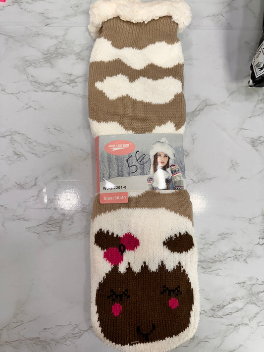 Calcetín borreguito beige