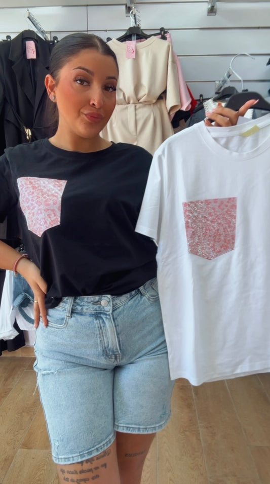 Camiseta bolsillo brillo