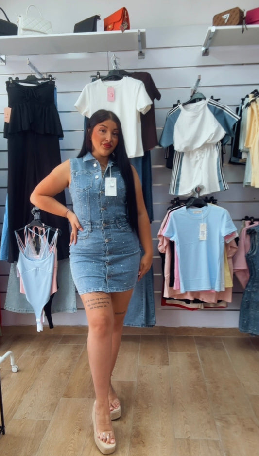 Vestido vaquero brillo