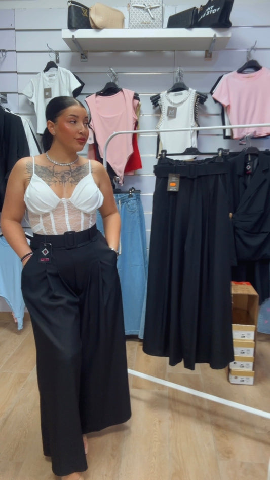 Pantalón de traje con cinturón