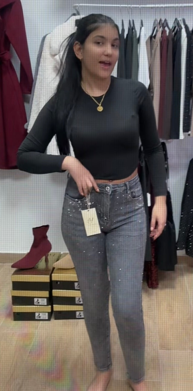 Pantalón pitillo brillo